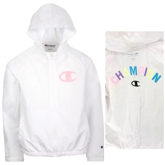 Champion Collegiate Ombre Jacket Hooded Cropped Windbreaker Logo Size Large - Picture 1 of 12